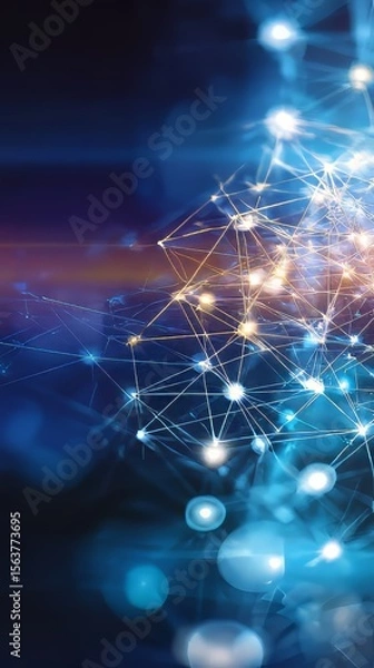 Obraz Quantum Connections: Futuristic Abstract Data Visualization in Blue Lights