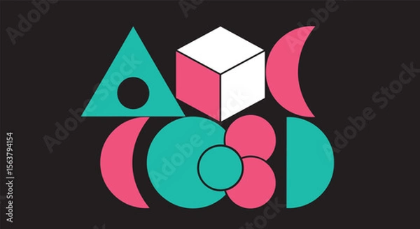 Fototapeta Abstract Geometric Shapes and Forms Composing a Unique Visual Arrangement