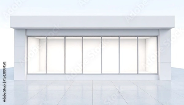 Fototapeta Minimalist white store front facade.