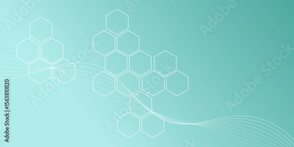 Obraz Abstract Hexagon Blue Grid Tech Background Design. Geometric Seamless Technology Pattern Background.
