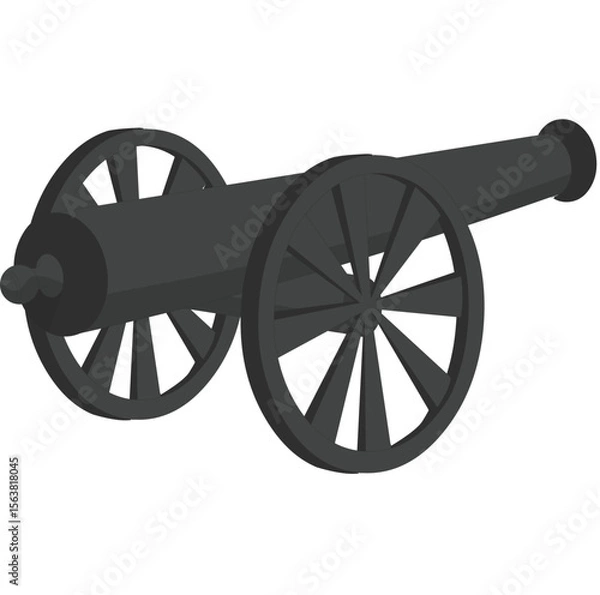 Fototapeta Black cannon with wheels