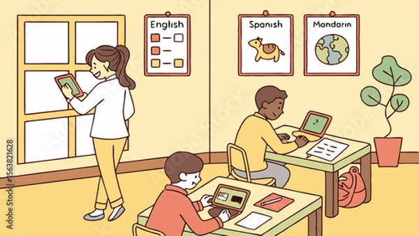 Obraz Language Learning with Technology in a Modern Classroom