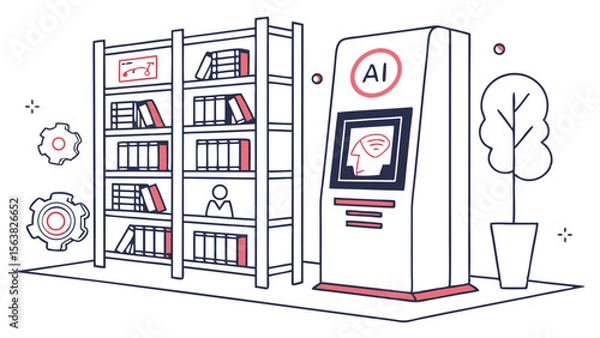 Obraz AI-Powered Library: Automated Learning System Illustration