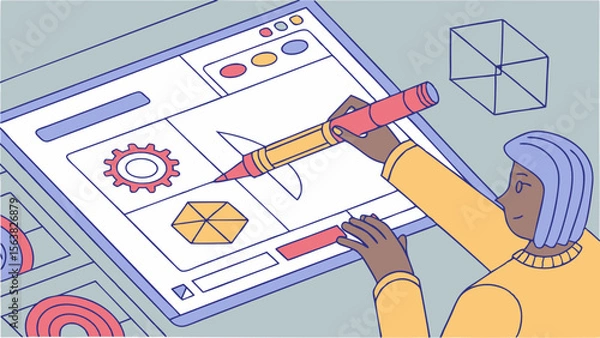 Obraz Digital Drawing: Creative Design on Tablet