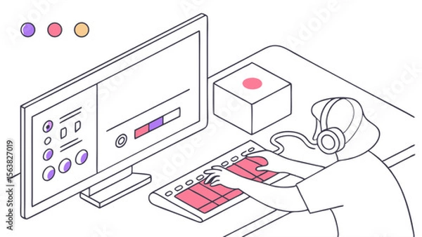 Obraz Isometric Digital Artist at Work: Creative Process
