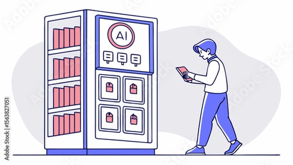 Obraz AI-Powered Book Kiosk: Modern Library Concept