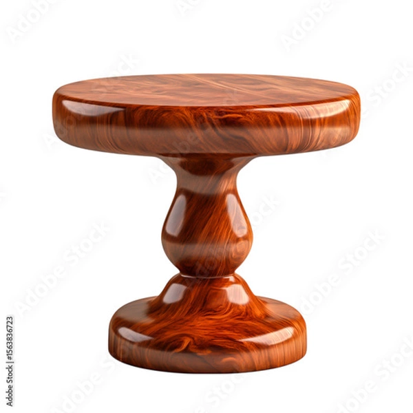 Fototapeta Elegant Wooden Side Table with Smooth Finish and Unique Swirl Pattern Design