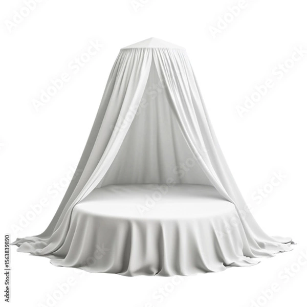 Fototapeta Elegant White Fabric Canopy with Draped Material for Photography and Event Decor