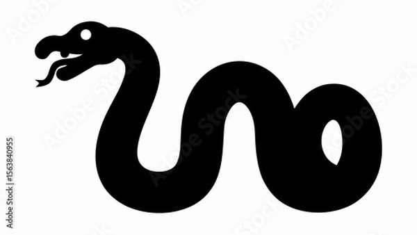 Obraz Silhouette of a snake with a visible tongue and a single eye, coiled and ready to strike silently