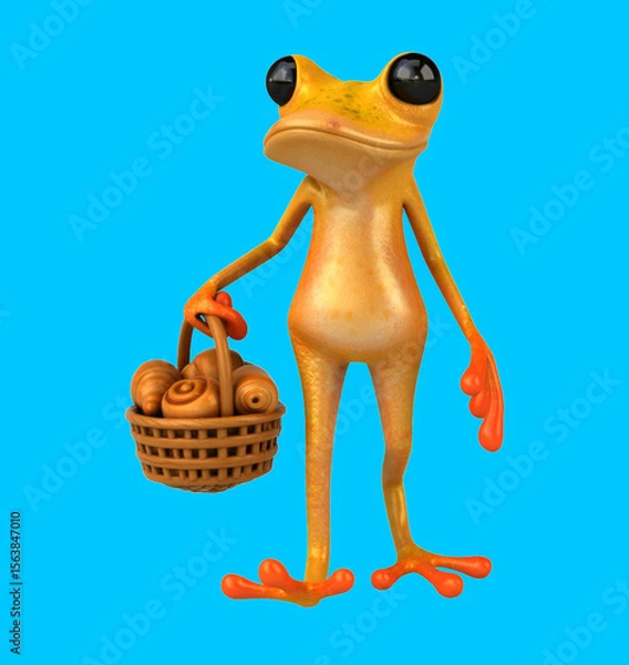 Obraz Fun 3D cartoon frog with pastries