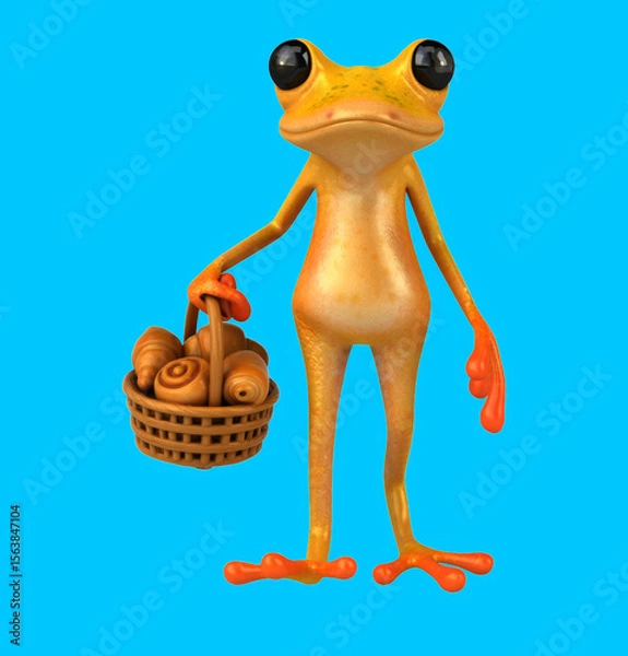 Obraz Fun 3D cartoon frog with pastries