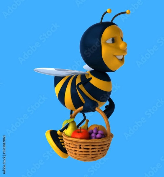 Obraz Fun 3D cartoon bee with fruits