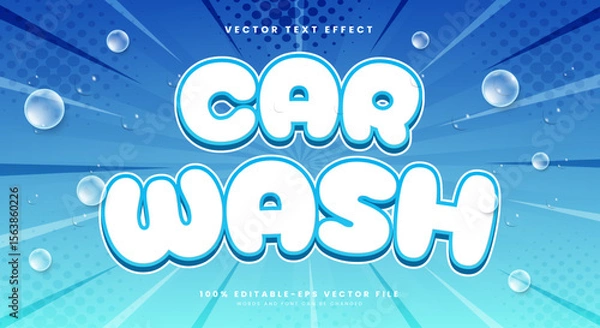 Fototapeta Car wash 3d editable text effect template Suitable for Bubble theme
