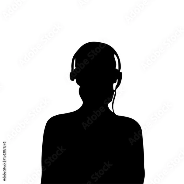 Obraz Silhouette of woman with headset working in help desk, call center, hotline