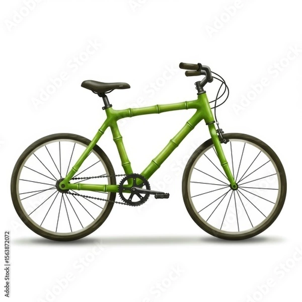 Obraz Green Bamboo Bicycle on White Background