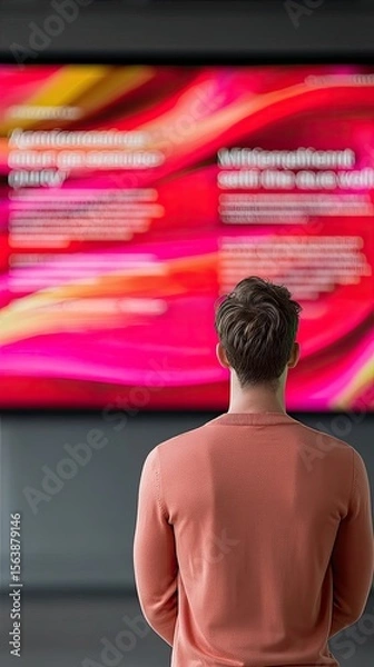 Obraz Person Viewing Abstract Presentation on Large Digital Display