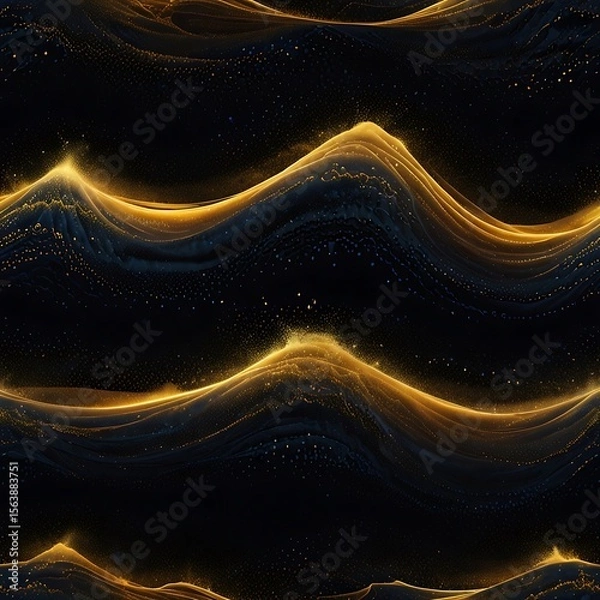Fototapeta Golden waves shimmering light particles abstract