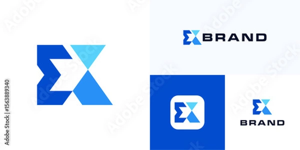 Fototapeta Letter E or K with geometric colorful shapes, Logo icon design vector illustration, Modern clean symbol initial EK, KE usable for technology, brand identity and business company