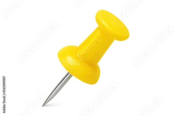 Obraz Yellow push pin securing document on clear surface, marking important information with precision
