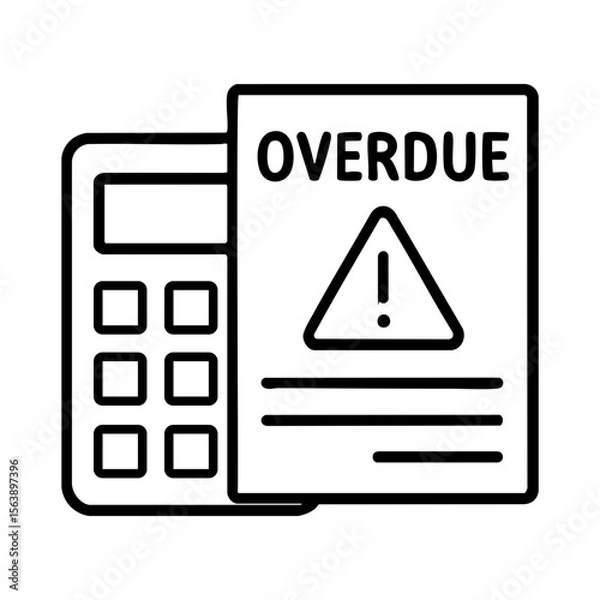 Fototapeta Overdue bill document with calculator icon showing unpaid debt and financial delay