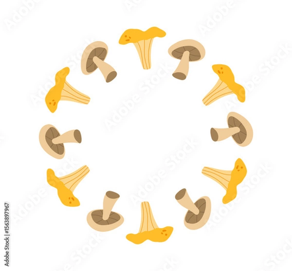 Fototapeta Round frame with mushrooms.Vector