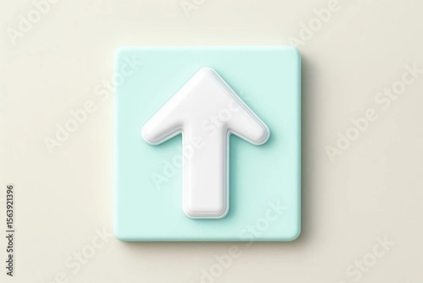 Obraz White arrow pointing upwards on a green background