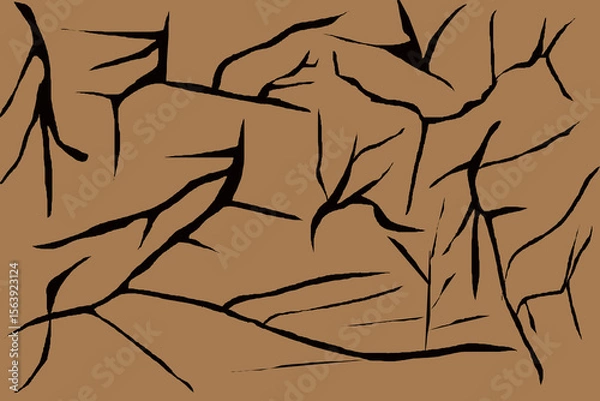 Obraz An illustration of parched, broken soil representing the harsh effects of drought, where the land appears empty, dry, and unable to support growth.