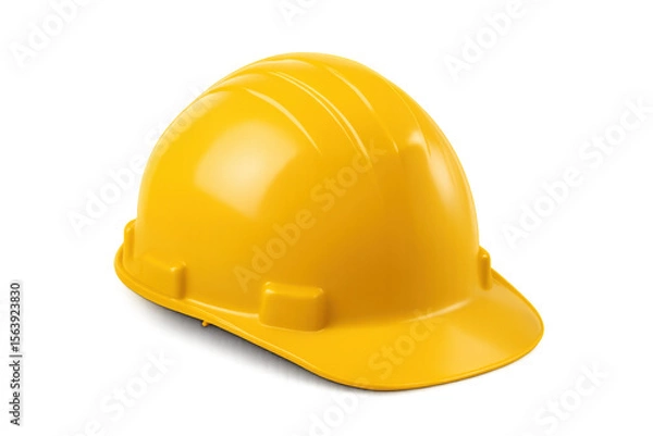 Fototapeta Classic yellow hard hat ensuring safety and protection in industrial environments, with transparent background for versatile use