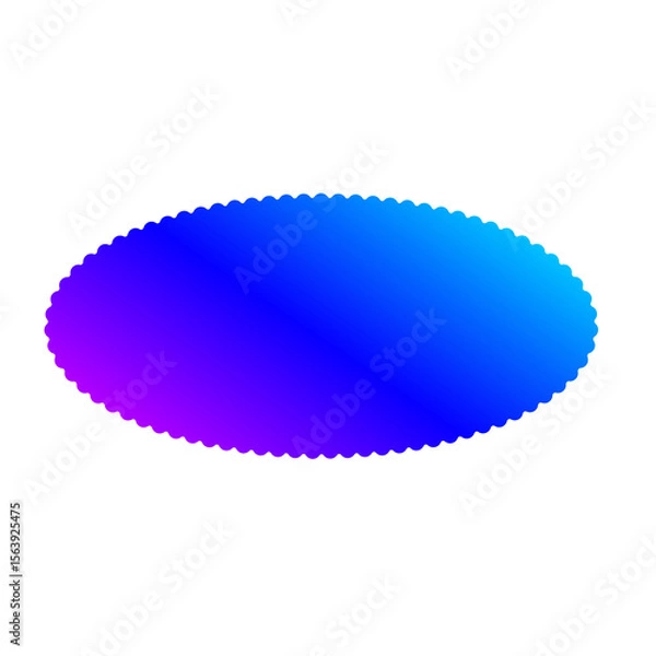 Fototapeta Oval shape with diagonal neon gradient in purple and cyan tones