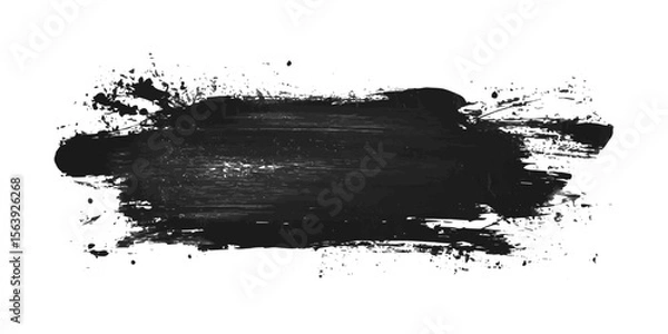 Fototapeta Abstract black paint brush stroke vector illustration on a white background. This expressive design features bold, artistic splatters and textures suitable for creative projects.