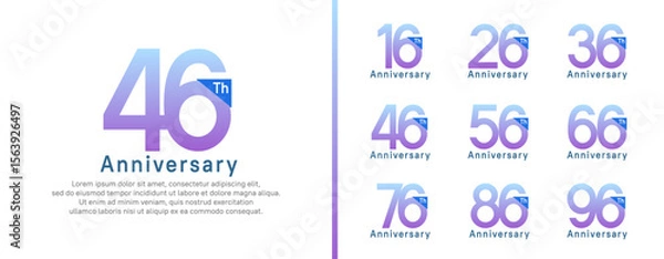 Fototapeta set of anniversary logo style. vector design purple color for celebration