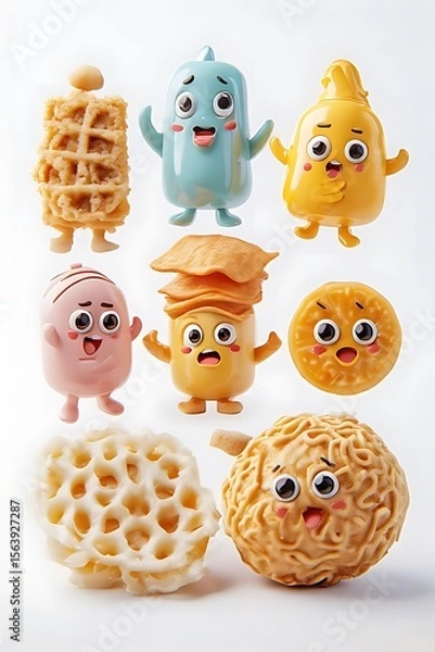 Fototapeta Cute Bread Characters with Faces