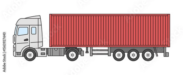 Obraz Truck with trailer container. Vector illustration