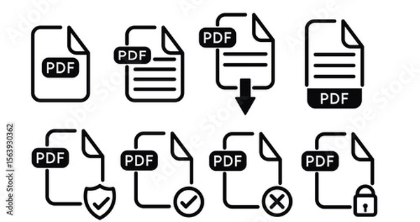 Obraz PDF file format icons vector.