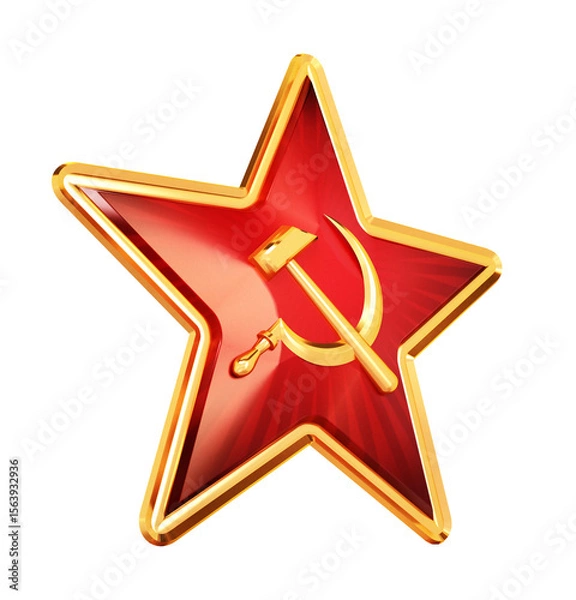 Obraz Red star with hammer and sickle isolated on transparent background. 