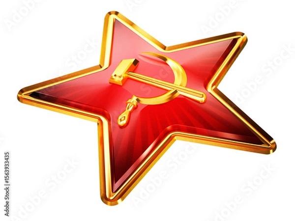 Obraz Red star with hammer and sickle isolated on transparent background. 