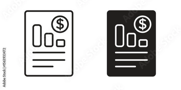 Fototapeta Income statement icon solid style. Flat vector illustration.