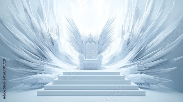 Fototapeta Empty throne room with large, stylized wings.