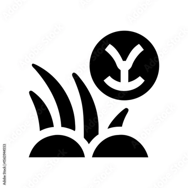 Obraz Stylized grass and sun symbol depicting nature and growth in a bold graphic design