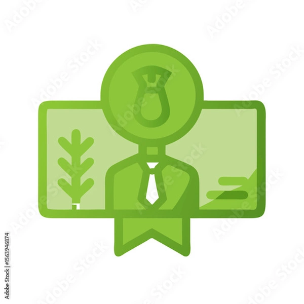 Obraz Green certification symbol featuring a professional figure representing sustainability in a modern design