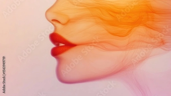 Fototapeta A profile view of a woman's face with vibrant color gradients.