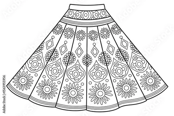Fototapeta Ornate, colorful skirt with intricate patterns.
