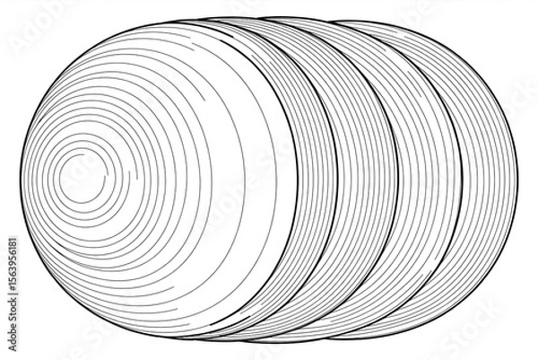 Fototapeta Stacked concentric circles, radiating lines.
