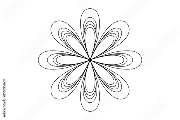 Fototapeta Intricate, symmetrical flower design with layered lines.
