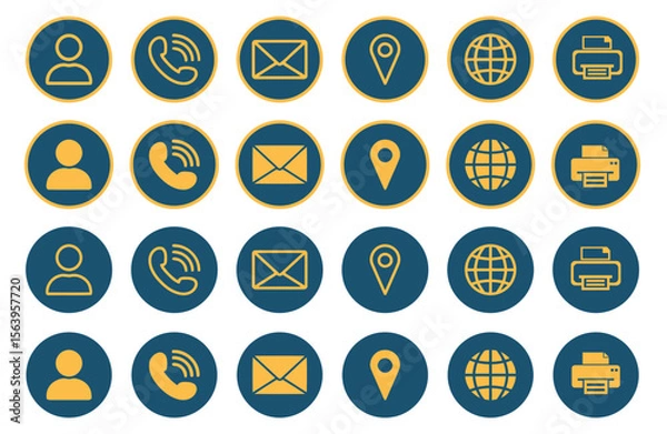 Fototapeta Set of flat design icons representing contact information and communication methods