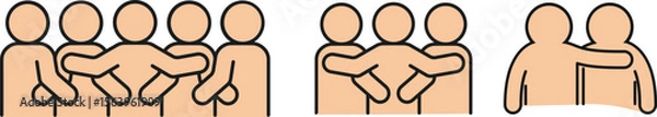 Fototapeta Group of people hugging each other showing friendship and support