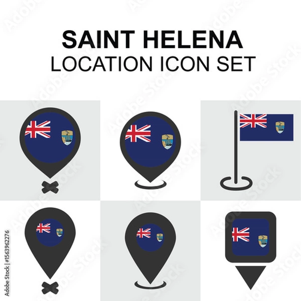 Fototapeta Location marker set inspired by Saint Helena’s flag and colors, ideal for isolated territory visuals.