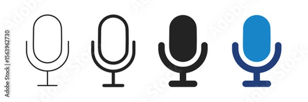 Fototapeta Microphone Icons Set – Editable Stroke Voice and Audio Symbols. Vector