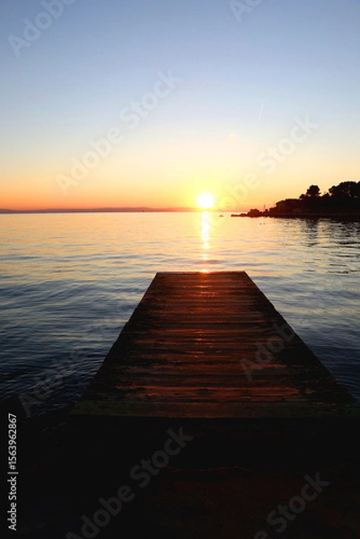 Obraz Beautiful sunset on the Bacvice beach in Split, Croatia.