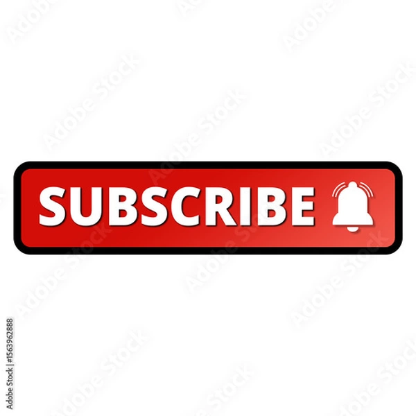 Fototapeta Red subscribe button with bell icon 